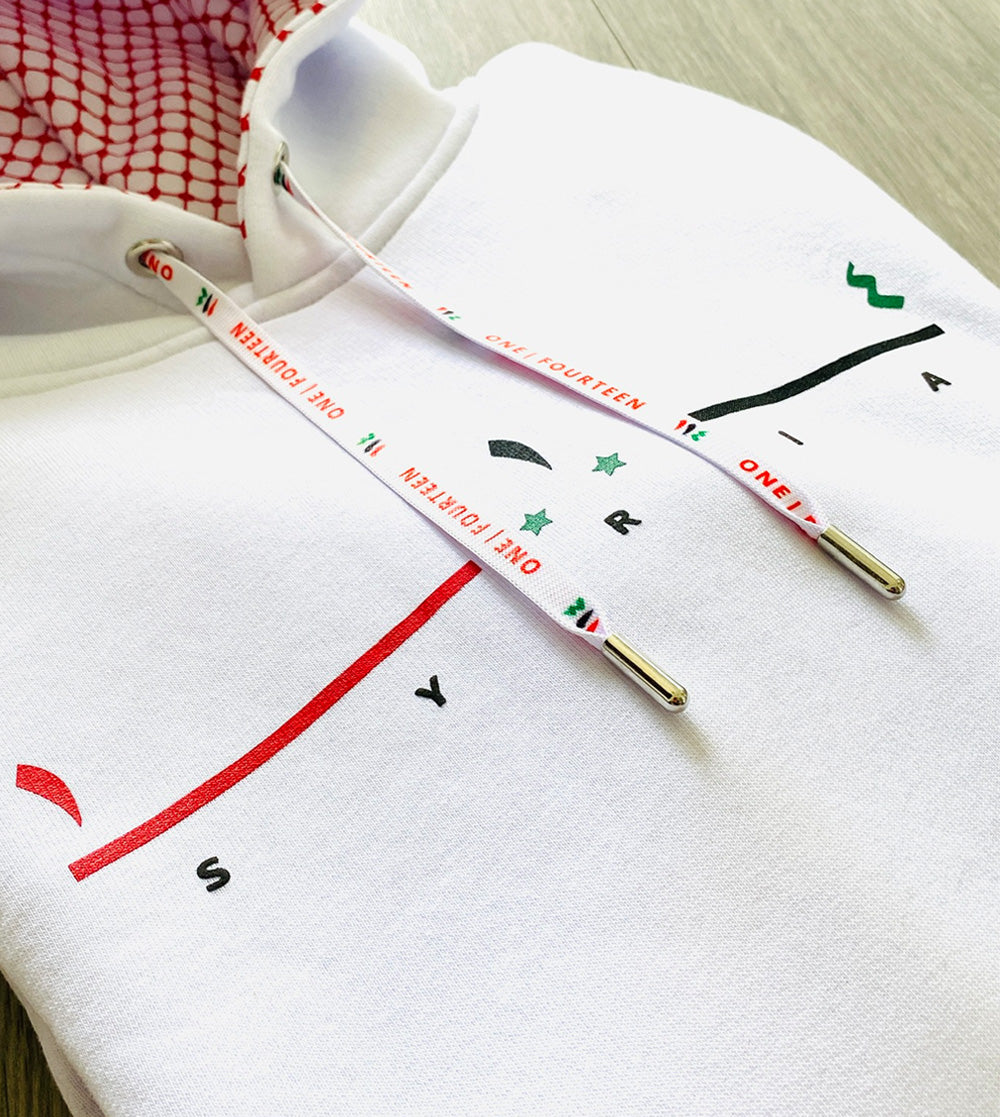 SYRIA KEFFIYEH white pullover hoodie