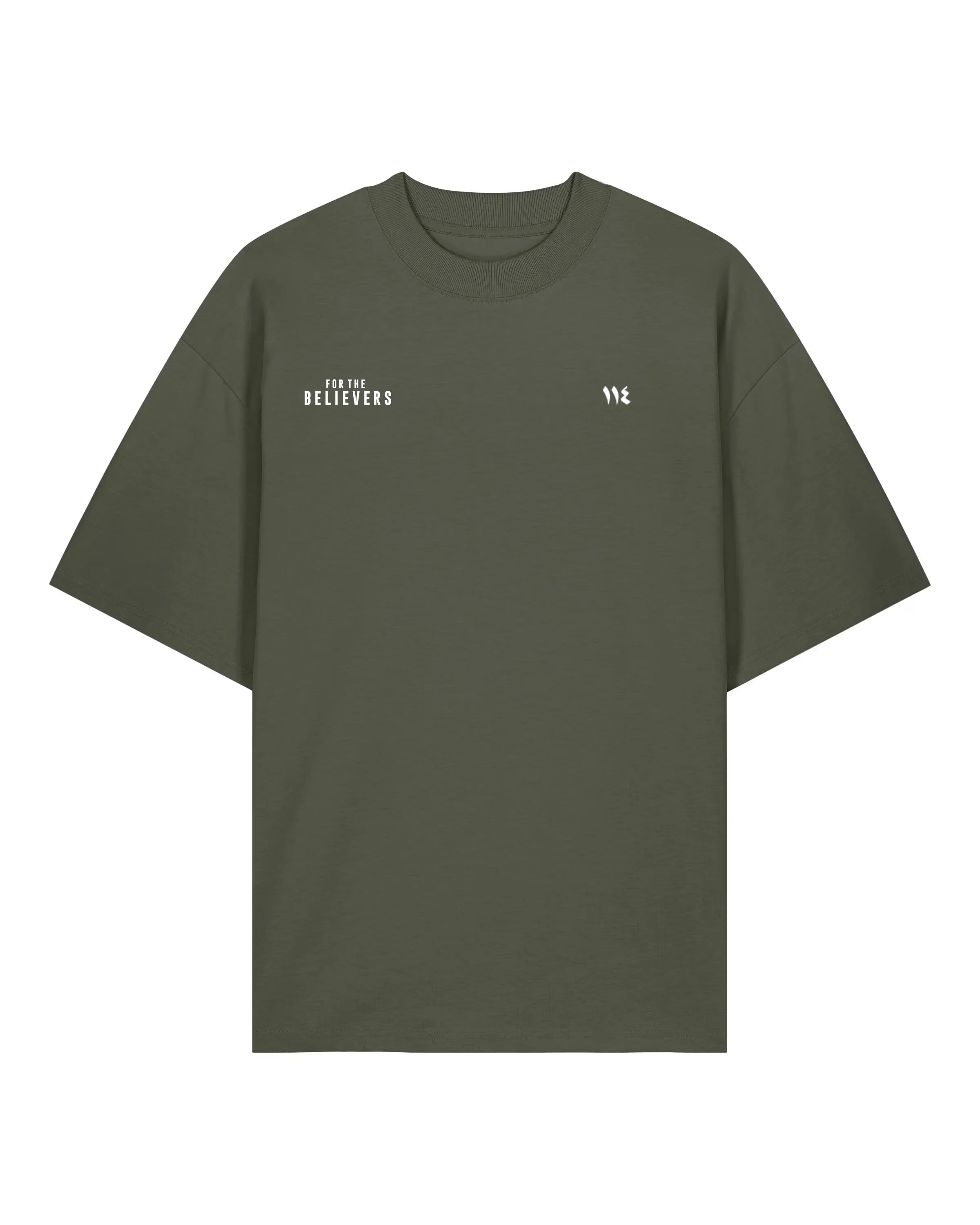 Khaki Oversized T-Shirt - White Print